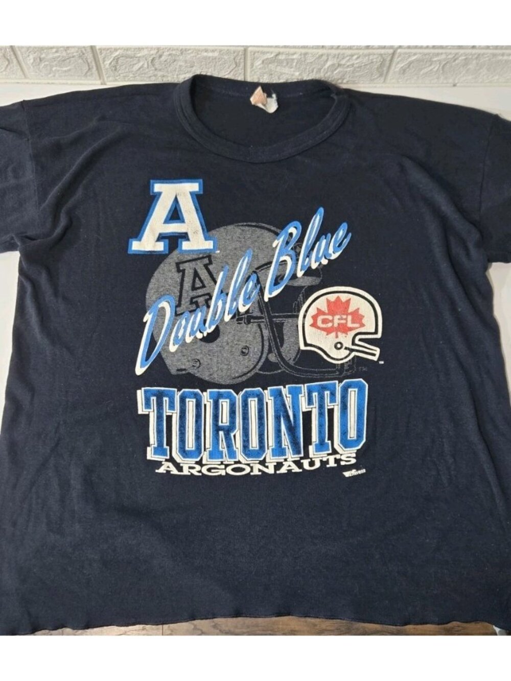 Vintage 1990s Toronto Argonauts Argos CFL Double Blue Football T Shirt XL Blue